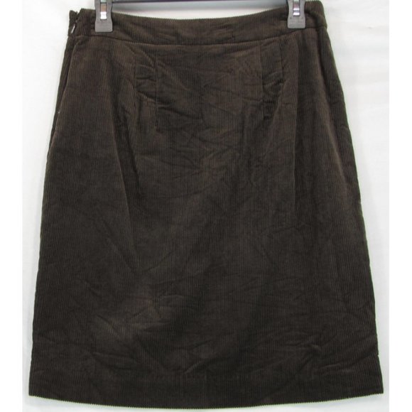 SALE! Corduroy Plaid Brown Green Midi Knee Skirt - Picture 2 of 3